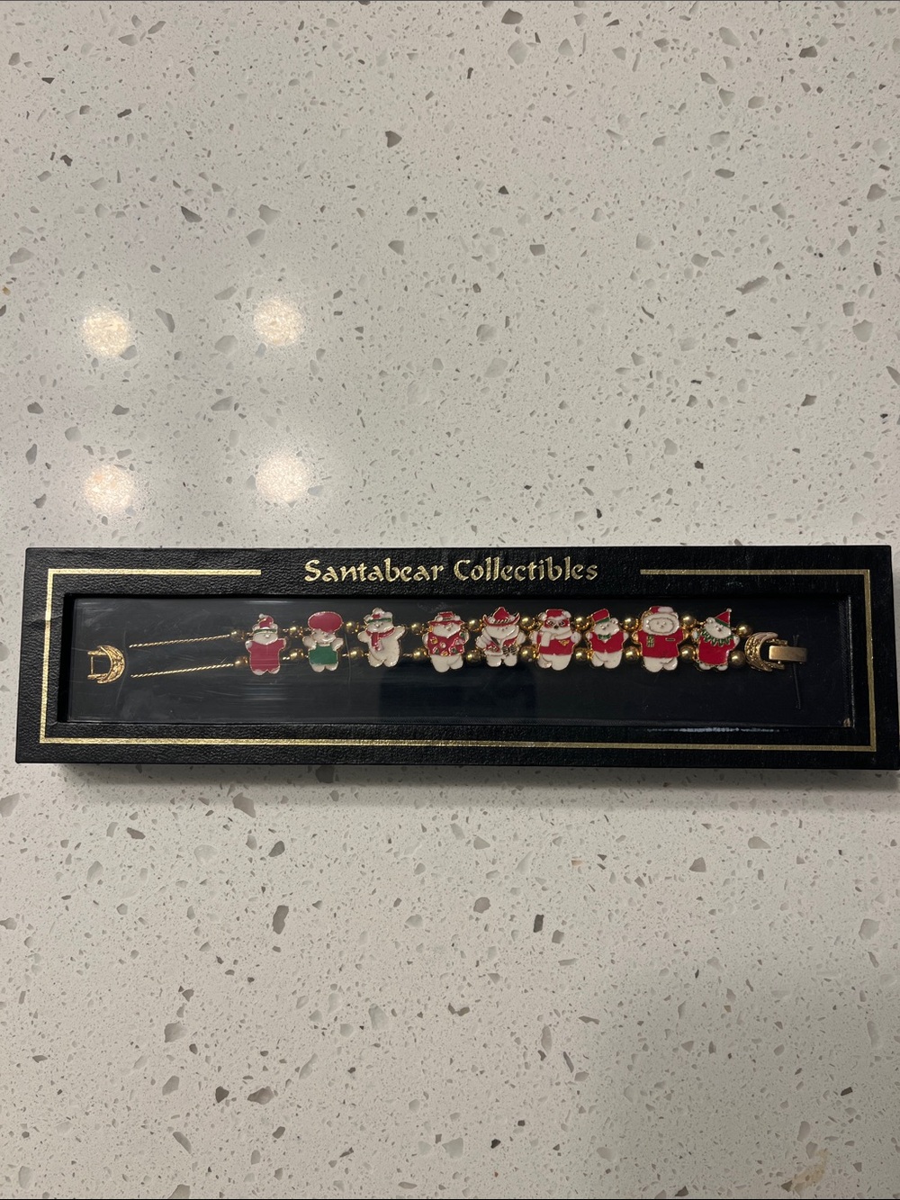 Vintage Santabear Collectibles Enamel Slide Charm Bracelet NIB